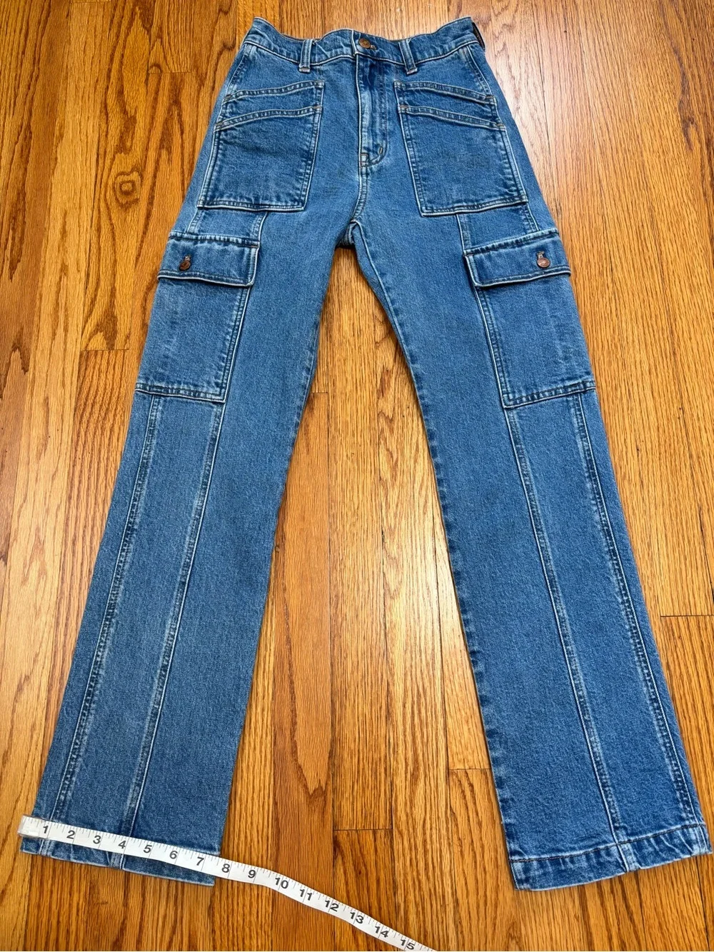 Madewell Preppy Grunge Utility High Rise 90s Straight Leg Cargo Jeans W23/ L29
